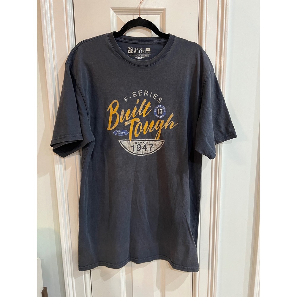 Newport Blue Ford F-Series Built Tough Graphic T-Shirt Mens XL Black 1947 Tee